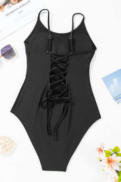 Strappy Lace-Up One Piece Swimsuit