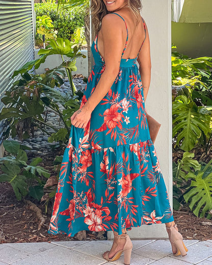 Floral Open Back Maxi Dress