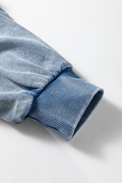 Solid Half-Zip Kangaroo Pocket Baggy Hoodie