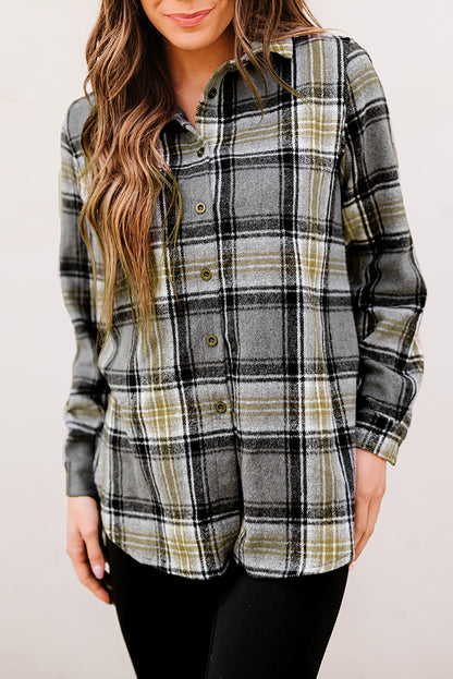 Plaid Split Hem Buttoned Shacket