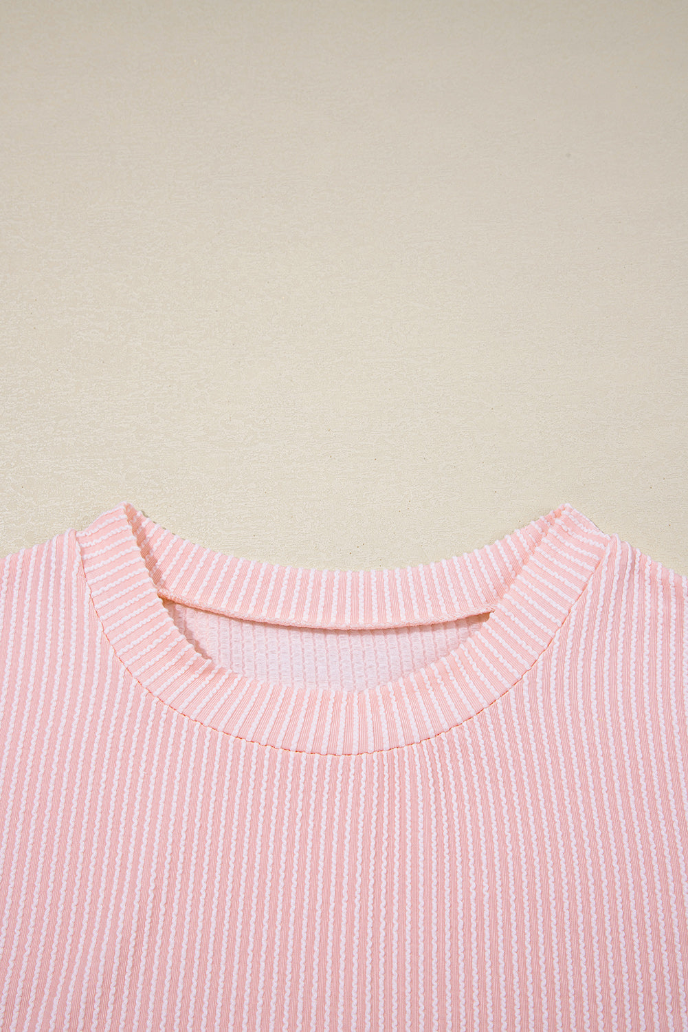 Colorblock Corded Knit Pocketed Crew Neck T-Shirt