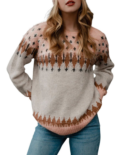 Geometric Raglan Sleeve Sweater