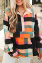 Checker Sherpa Henley Sweatshirt Plus Size