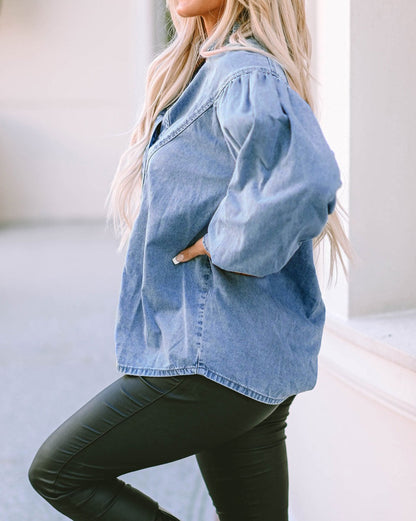 Denim Bishop Sleeve Buttoned Shirt