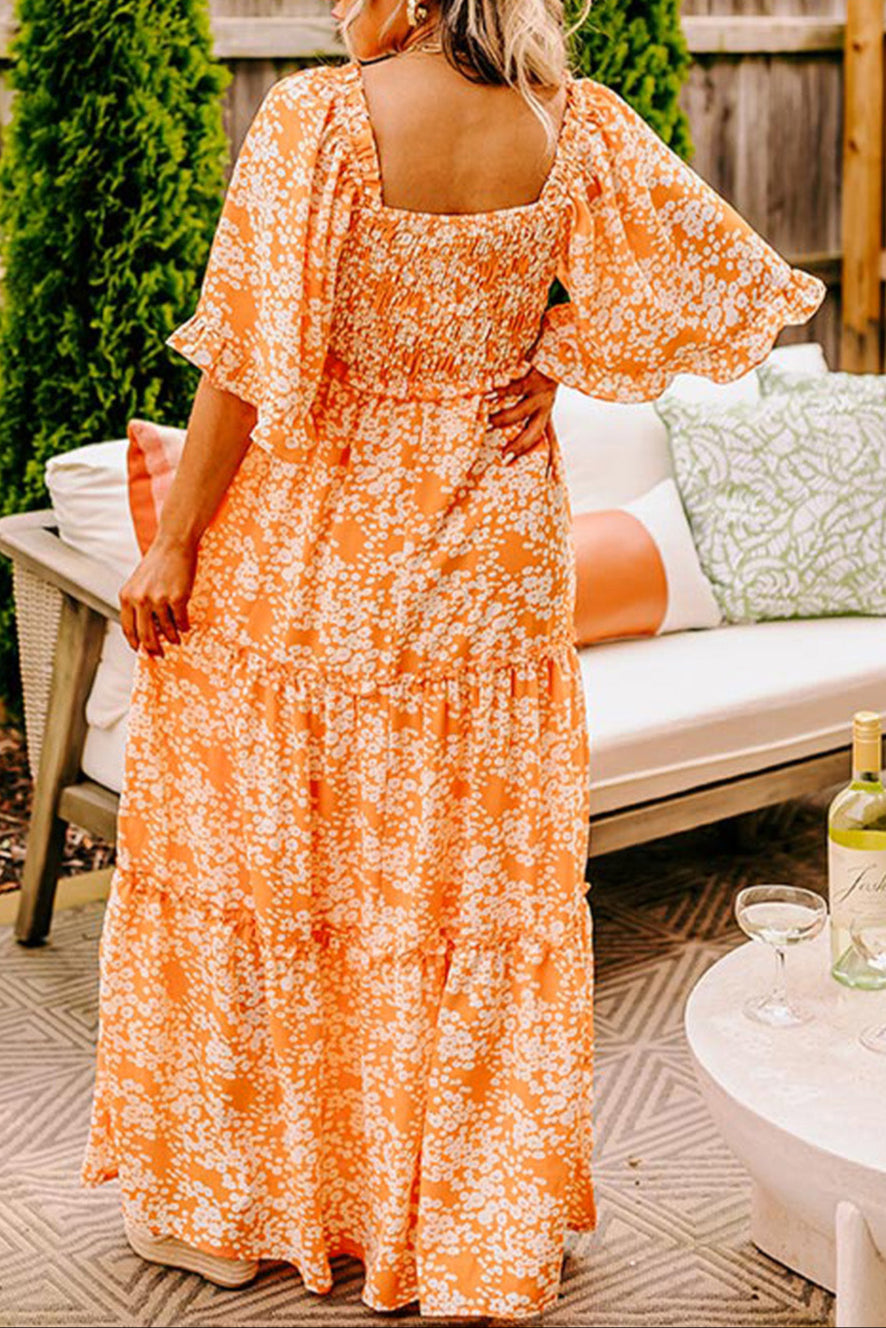 Floral Wide Sleeve Maxi Dress