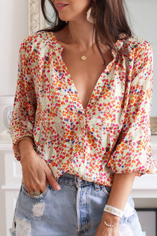 Floral Long Sleeve Buttoned Shirt