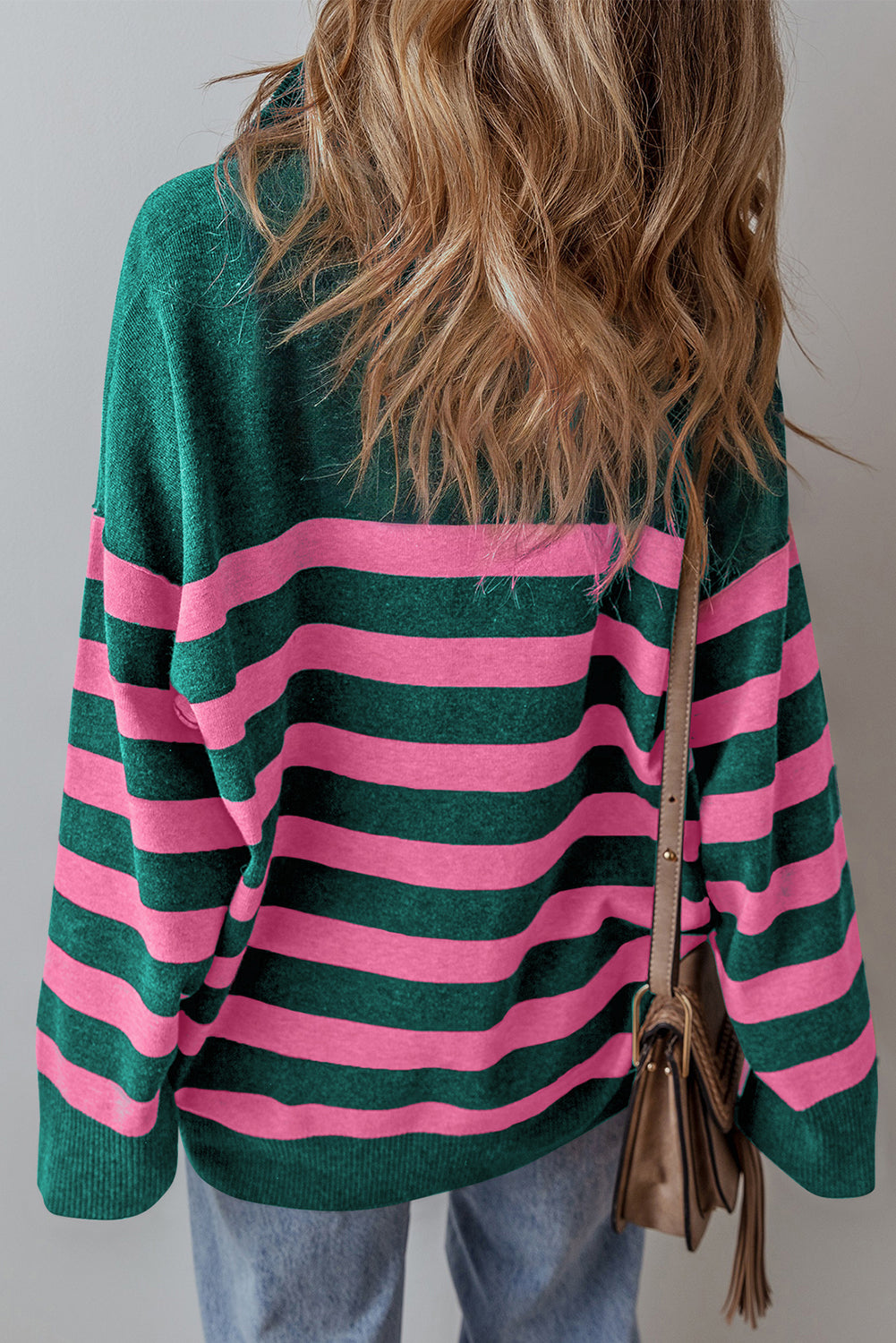 Stripe Quarter Zip Oversized Sweater