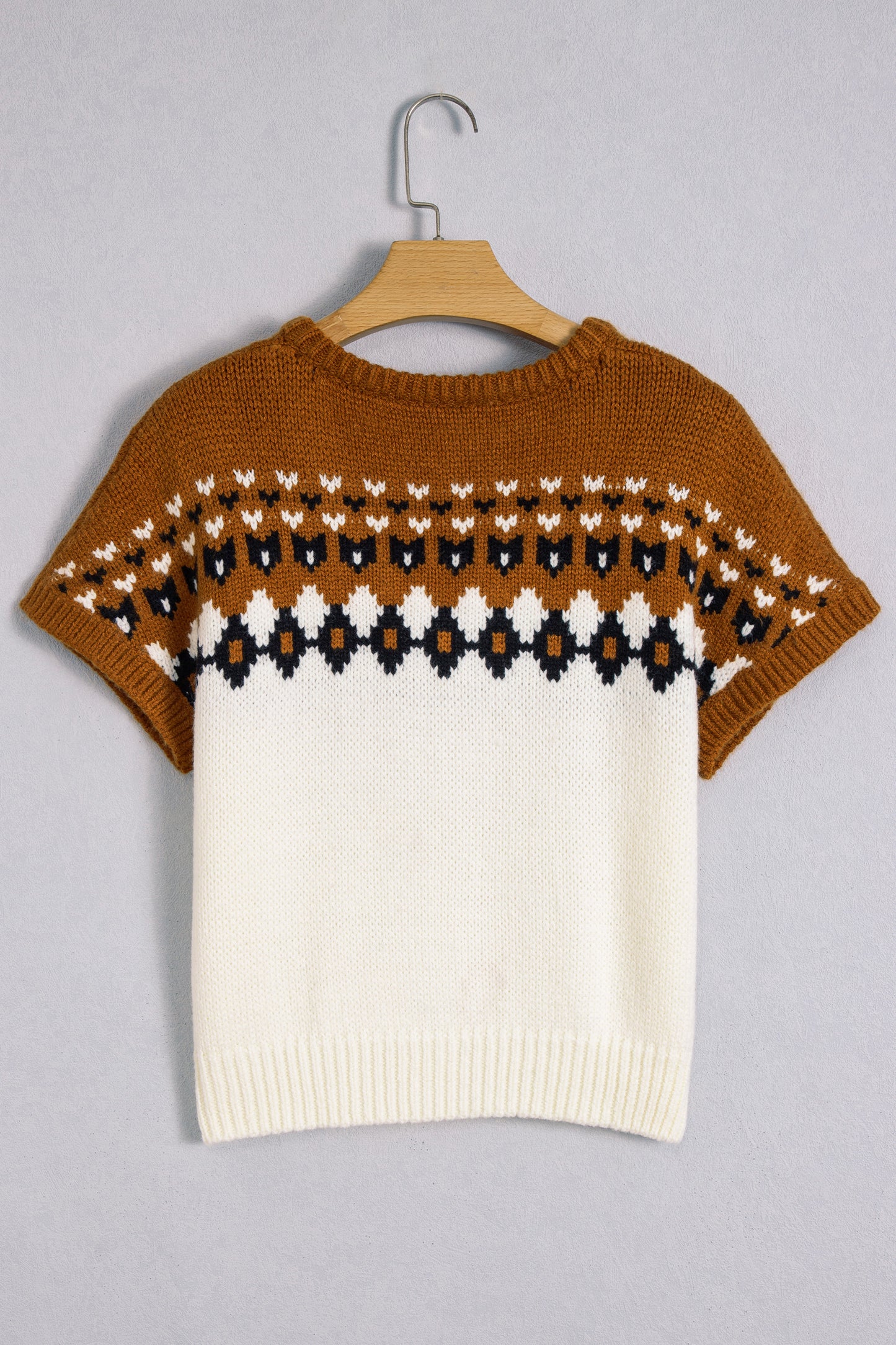 Western Geometric V-Neck Short Sleeve Knit T-Shirt