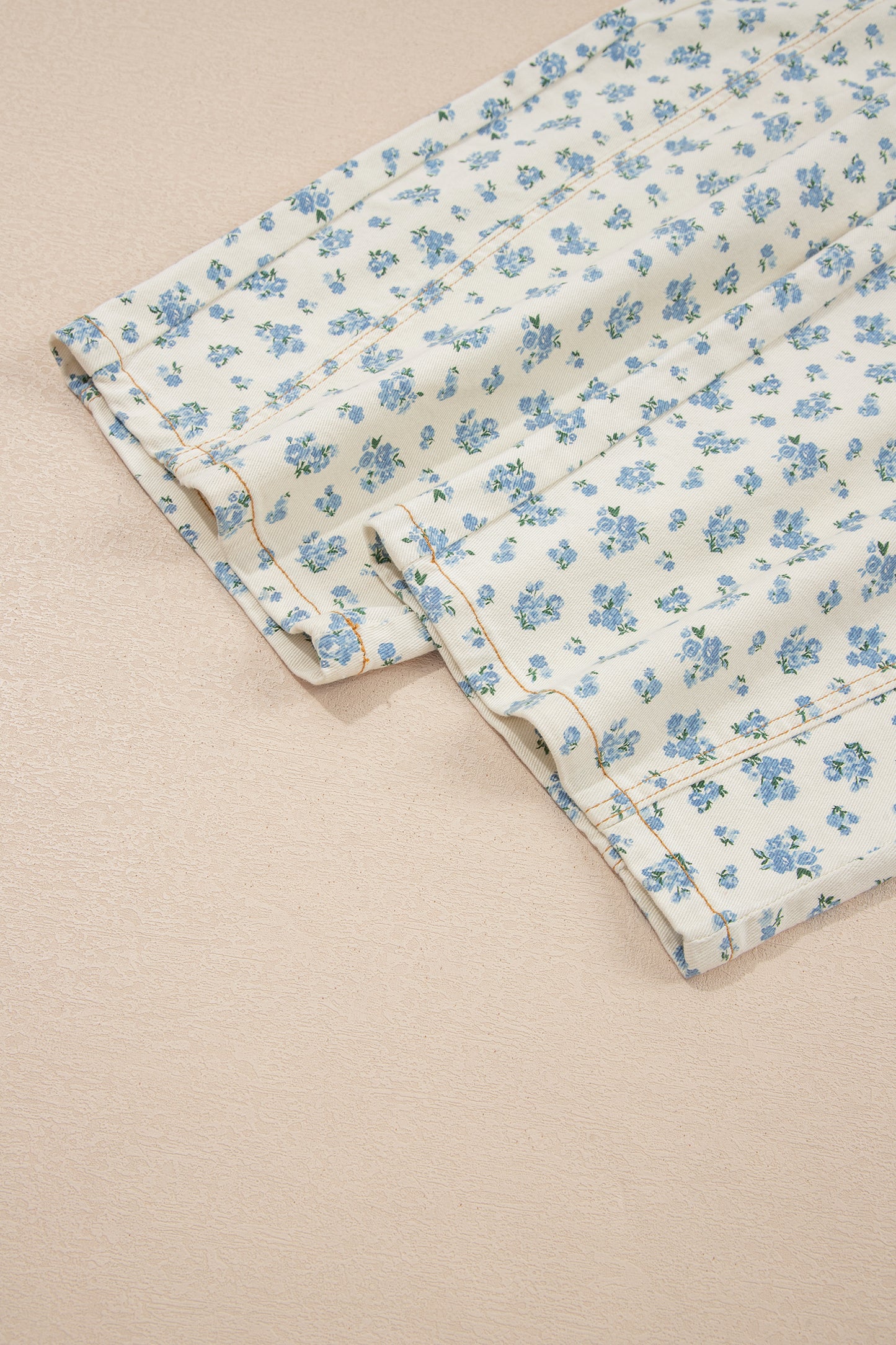 Floral Grommet Knot Waist Barrel Leg Jeans
