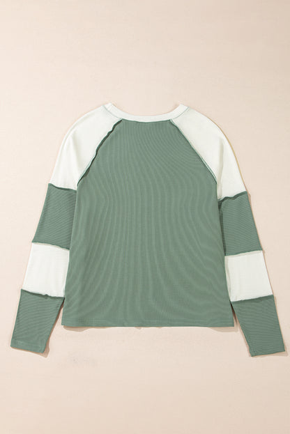 Colorblock Ribbed Long Sleeve Top