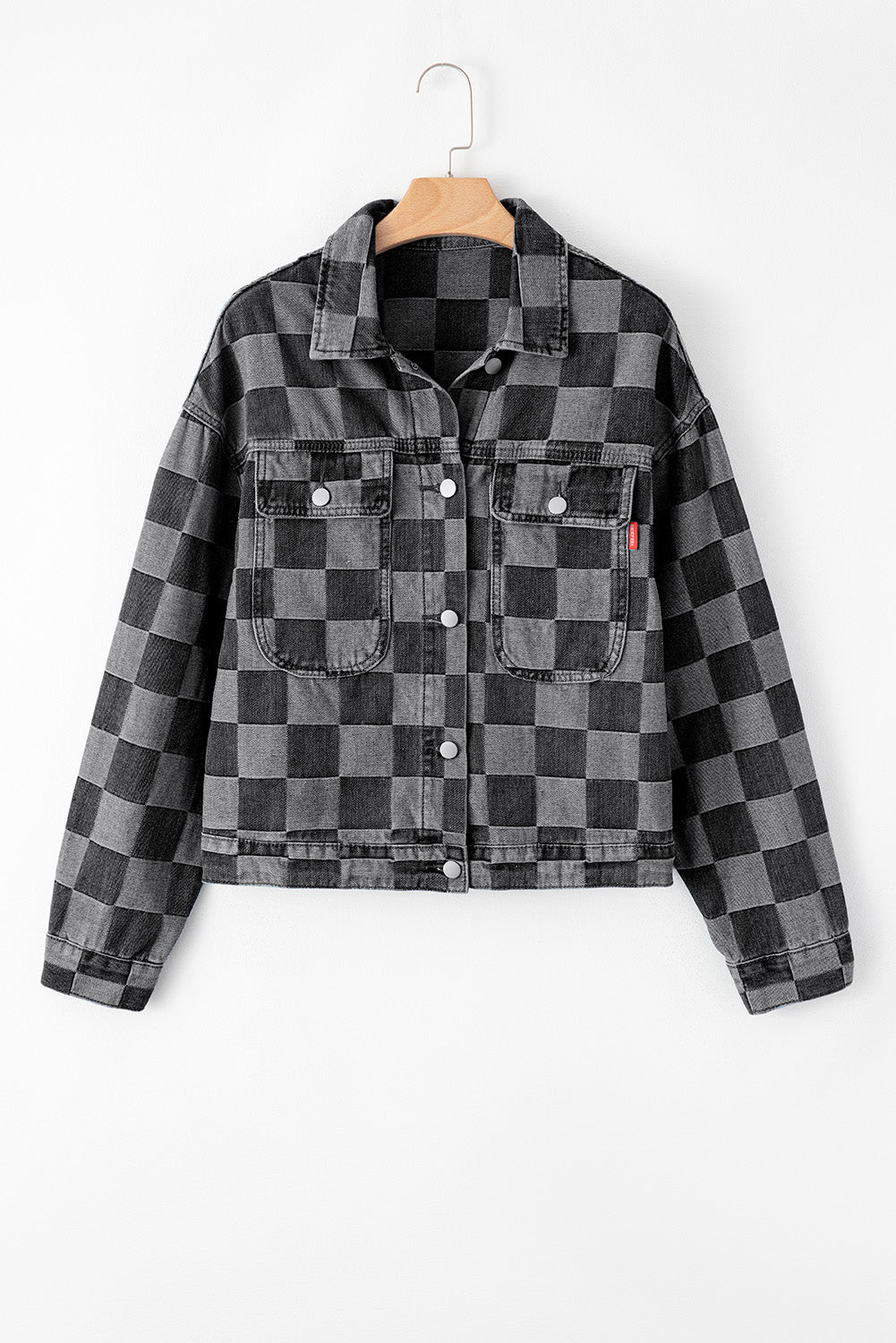 Checker Denim Pocketed Jacket