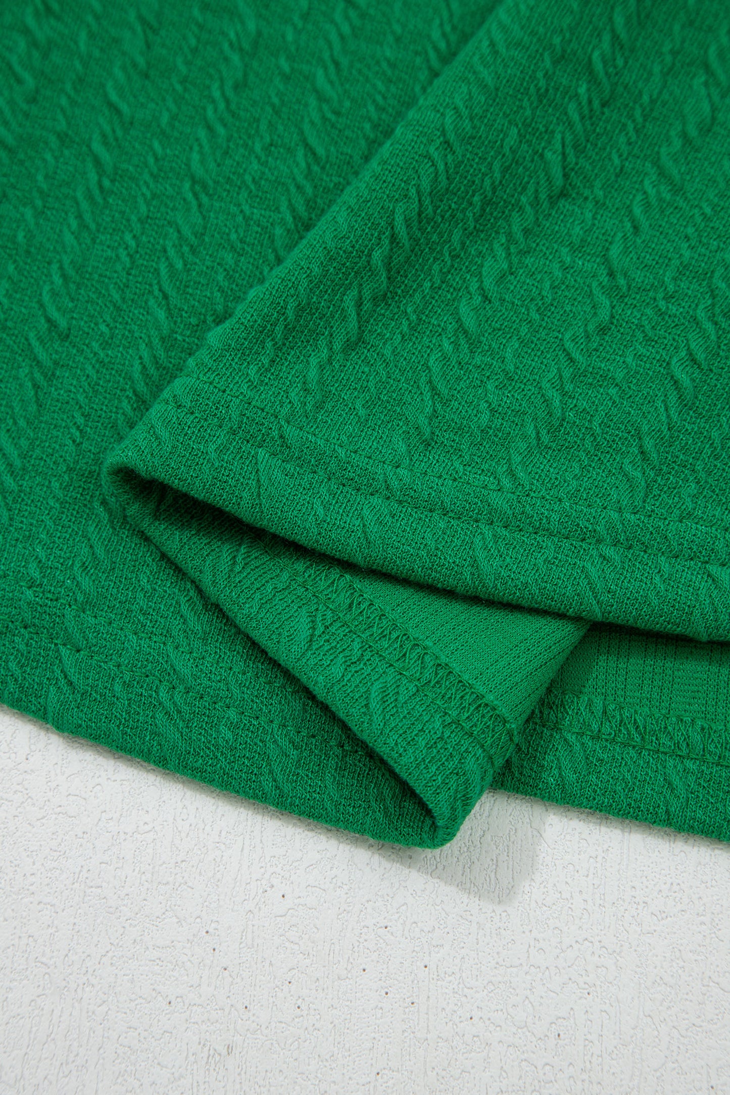 Cable Knit Textured V-Neck Short Sleeve T-Shirt