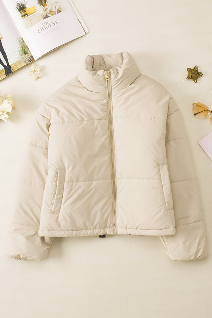 Zip Up Drawstring Puffer Coat