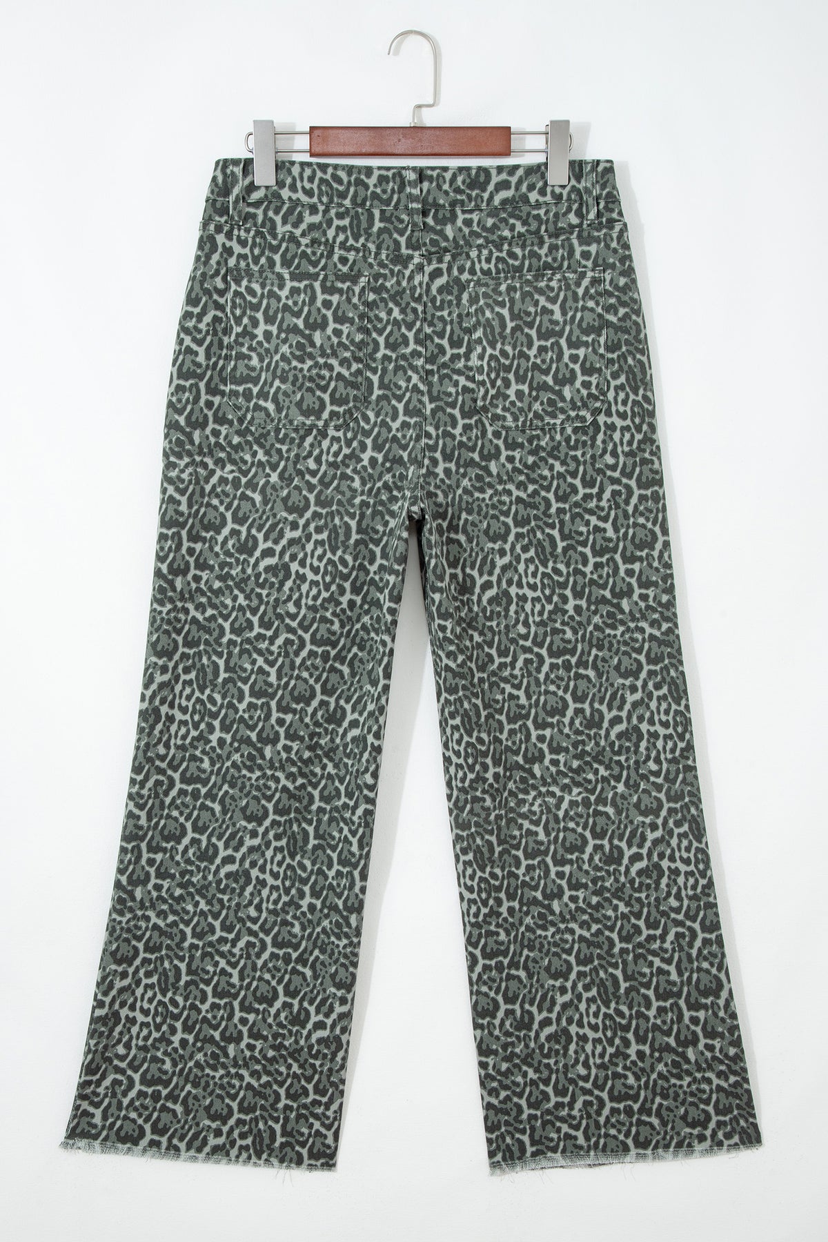 Leopard Frayed Edge High Waist Wide Leg Jeans