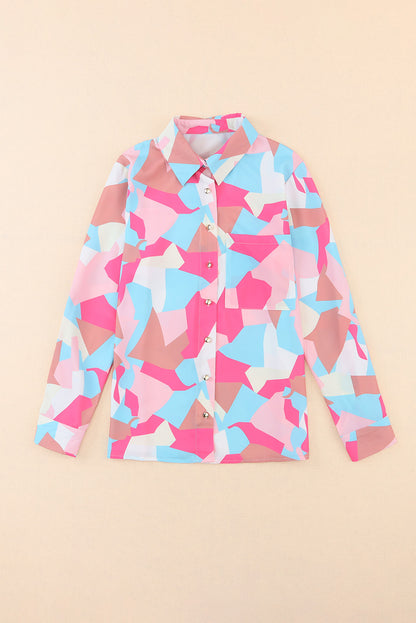 Geometric Tab Sleeve Buttoned Shirt