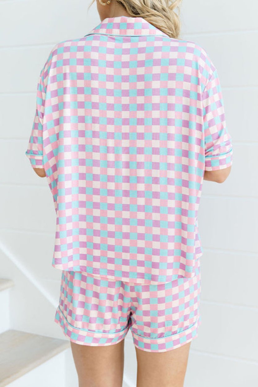 Checker Top and Shorts Pajama Set