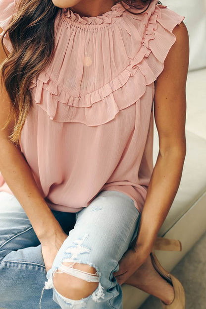 Ruffle Frilled Neck Tank Top