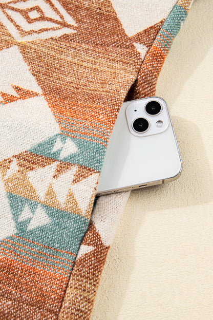 Western Aztec Quarter-Zip Elastic Cuffs Sweatshirt