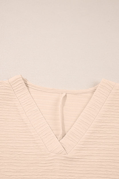 Solid Textured T-Shirt and Shorts Set