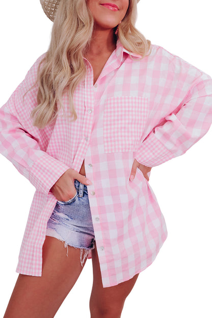 Checker Patchwork Long Sleeve Shirt