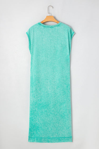 Mineral Wash Pocketed T-shirt Maxi Dress