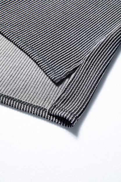 Solid Corded Knit Long Sleeve Top