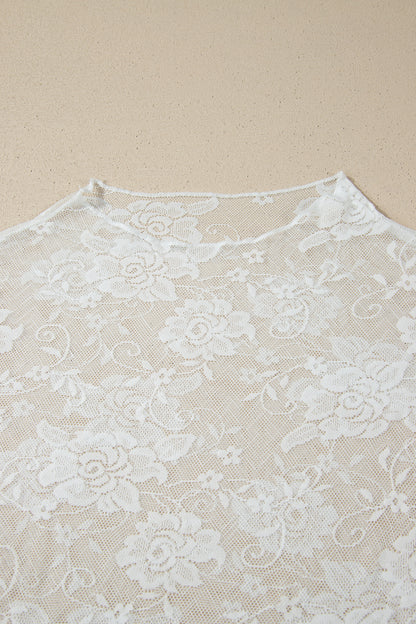 Plus Size Floral Mesh Long Sleeve Top