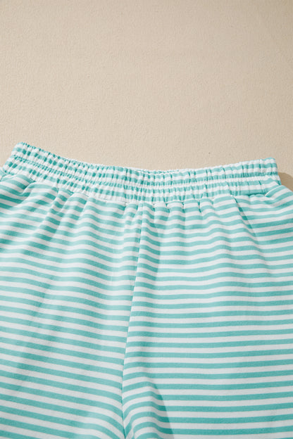 Stripe Contrast Mock Neck Tee & Shorts Set