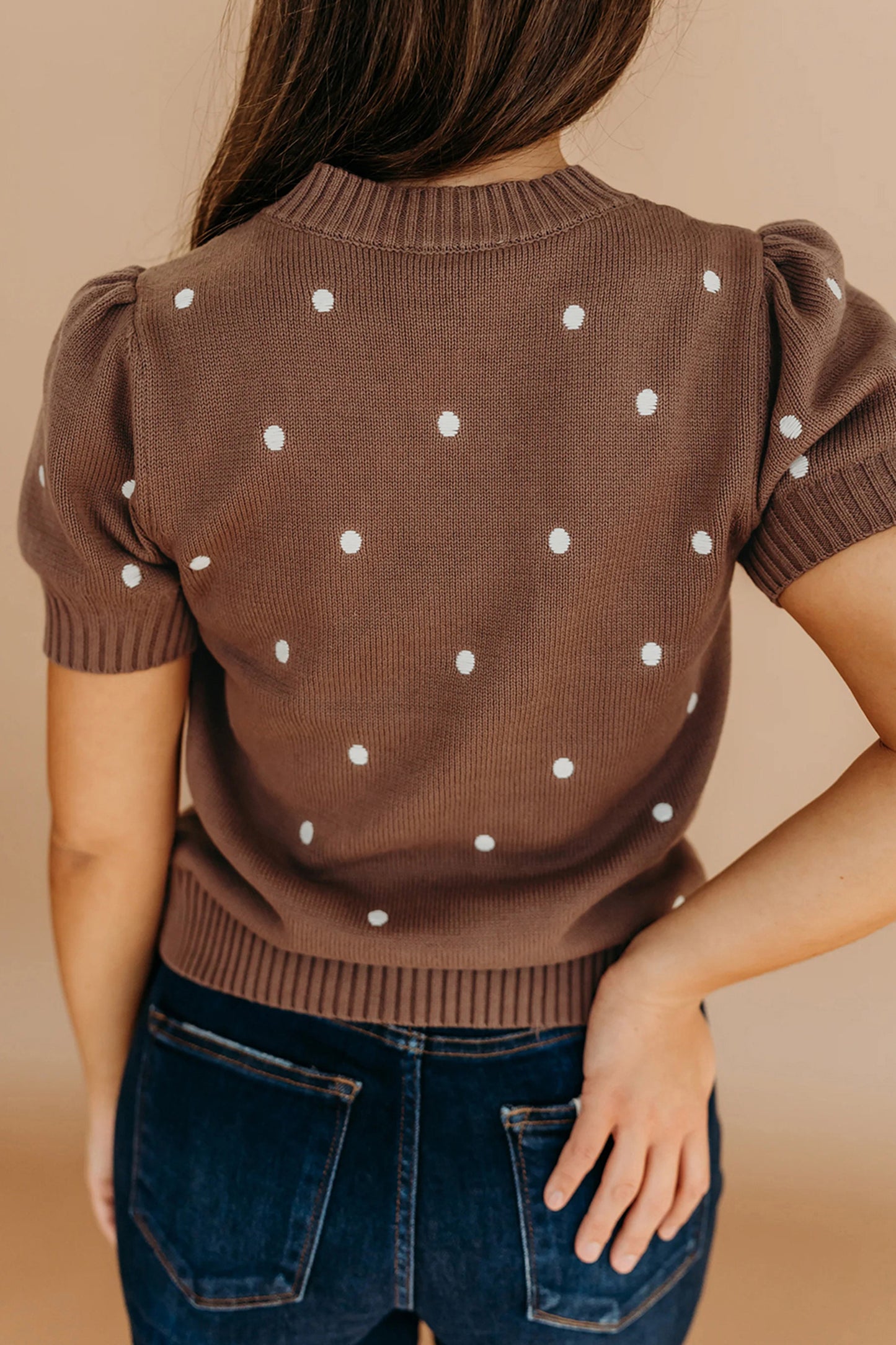 Polka Dot Bubble Short Sleeve Sweater