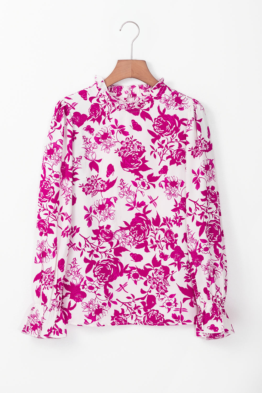 Floral Flounce Long Sleeve Blouse