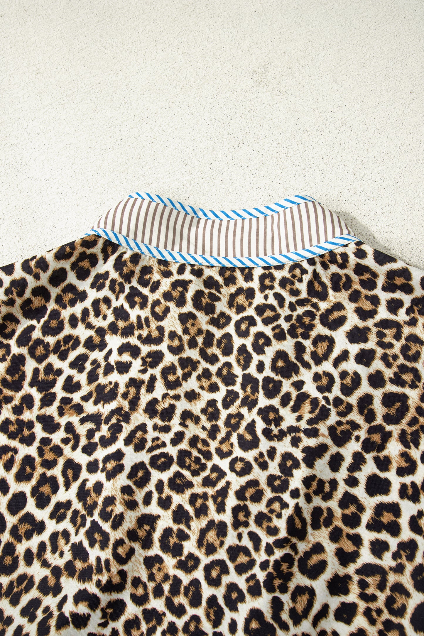 Plus Size Leopard Stripe Trim V-Neck Mini Dress