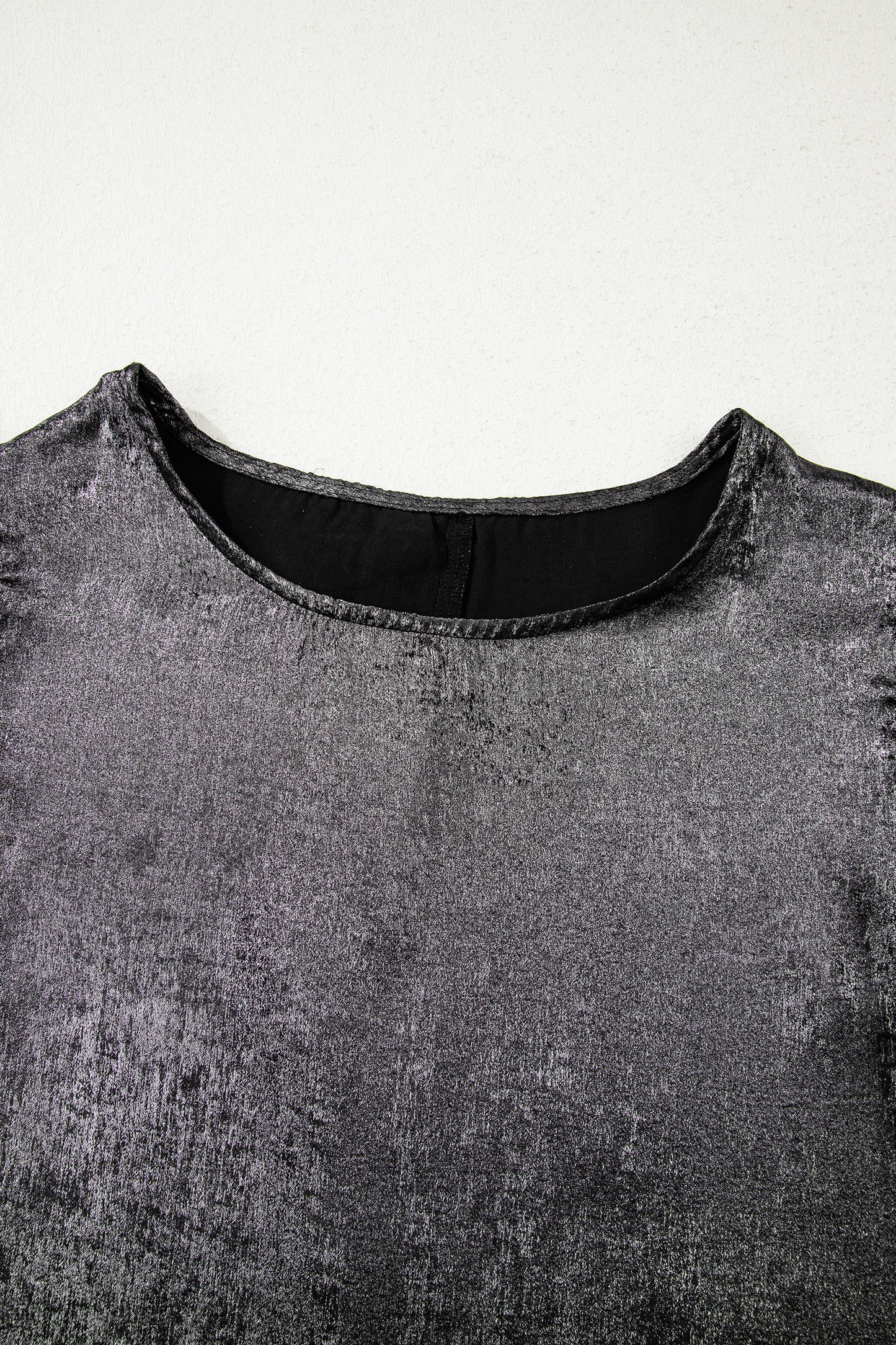 Metallic Ruffle Trim Sleeveless Round Neck Top