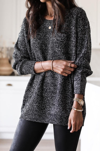 Marled Long Sleeve Tunic Sweater