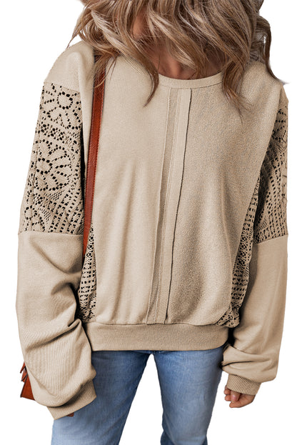 Crochet Reserve Seam Ribbed Trim Sweatshirt