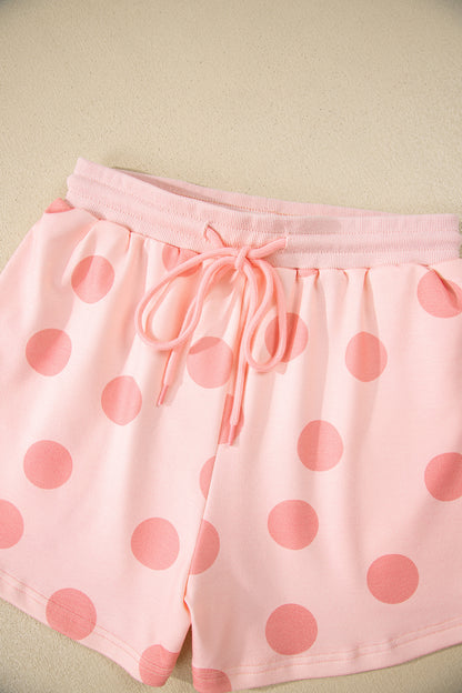 Polka Dot Pullover and Drawstring Shorts Set