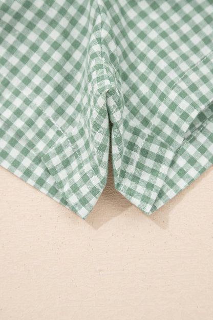 Plus Size Gingham Plaid Ruffle Contrast Trim Shorts