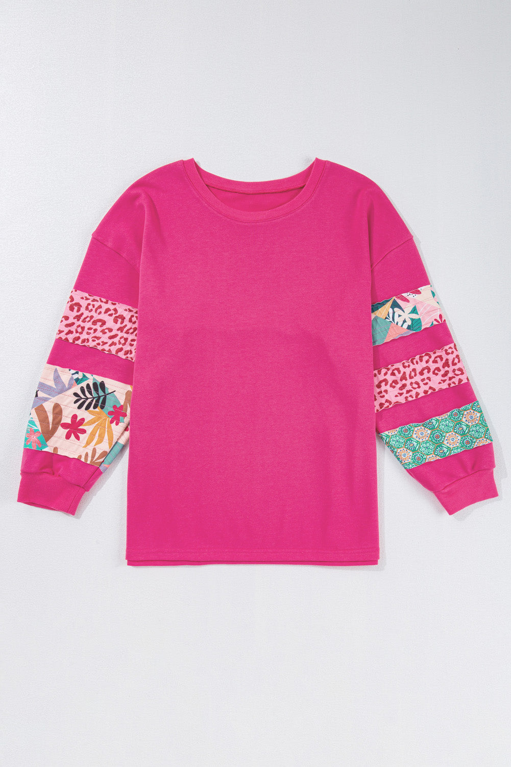 Plus Size Patchwork Long Sleeve Sweatshirt