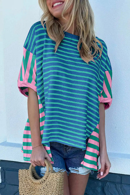 Stripe Colorblock Short Sleeve T-Shirt