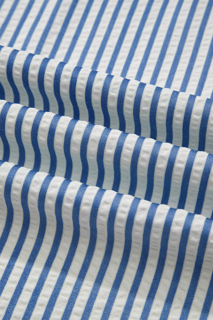 Stripe Drawstring Elastic Waist Wide Leg Pants