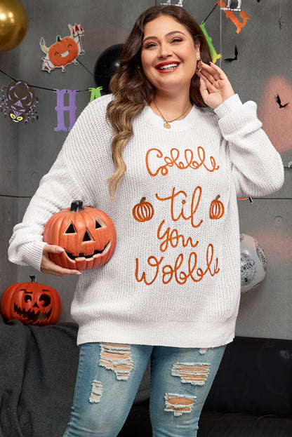 Plus Size Gobble Til You Wobble Crochet Sweater
