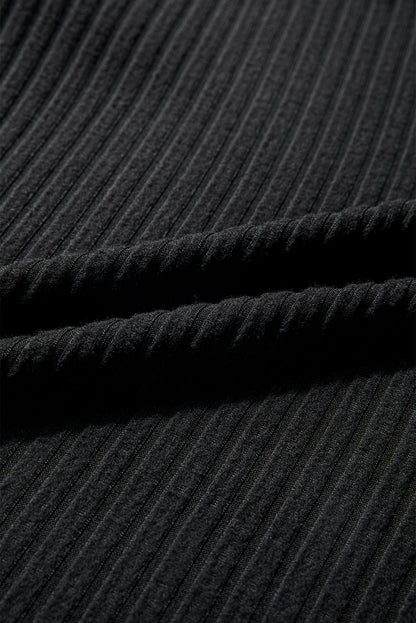 Solid Ribbed Knit Textured Round Neck Top