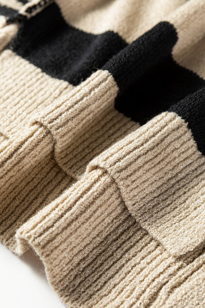 Stripe Patchwork Drop Shoulder Sleeve Sweater