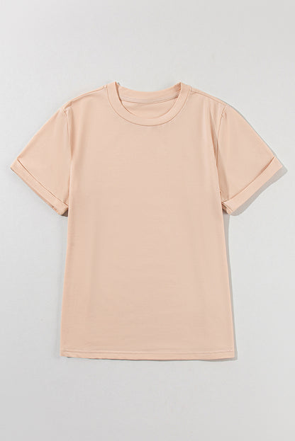 Solid Short Sleeve Crew Neck Tee