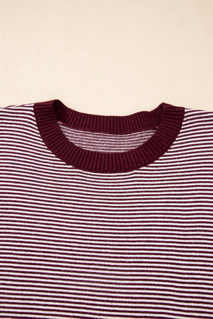 Stripe Colorblock Patchwork Dolman Sleeve Sweater