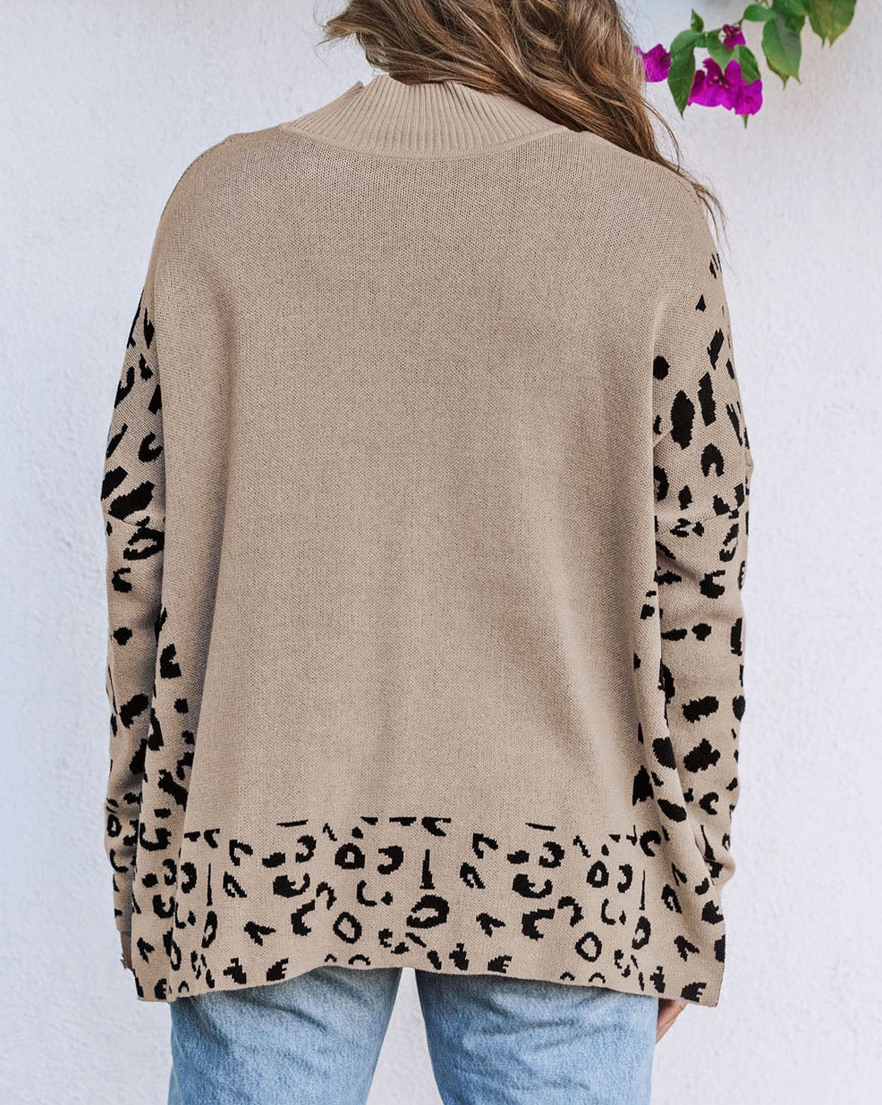 Leopard Mock Neck Oversized Sweater