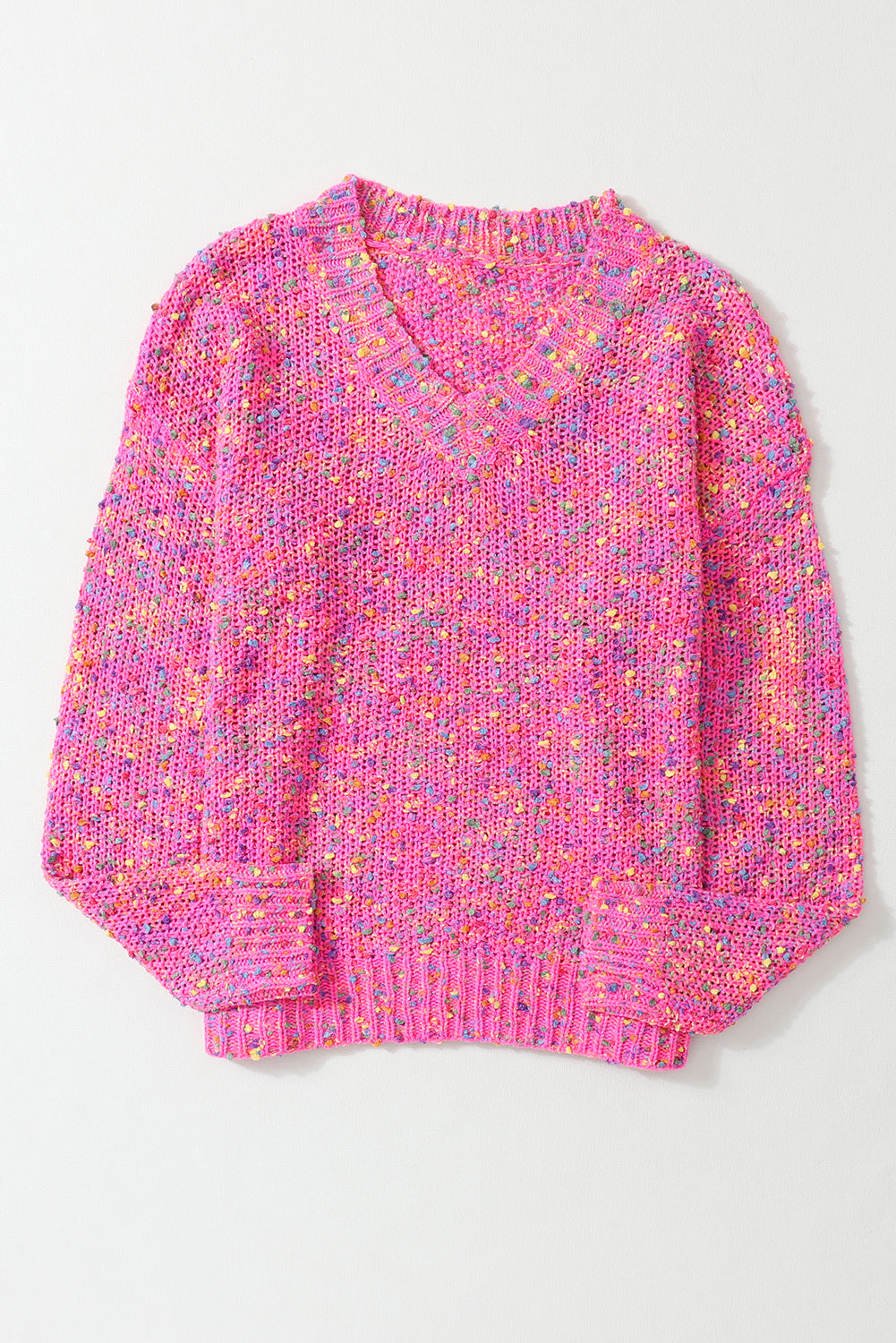 Dotted Confetti Knit V-Neck Sweater