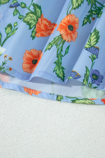 Floral 3/4 Sleeve Button Down Collared Blouse