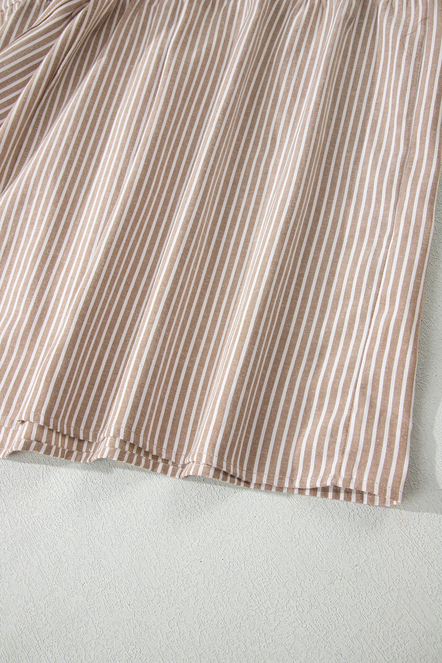 Stripe Flutter Sleeve Buttoned V-Neck Maxi Dress