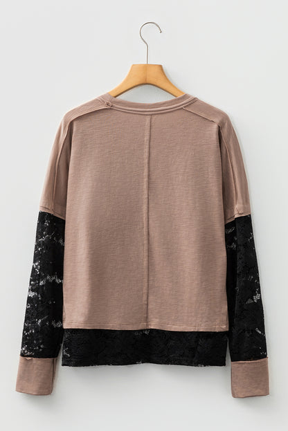 Lace Patchwork Long Sleeve Top