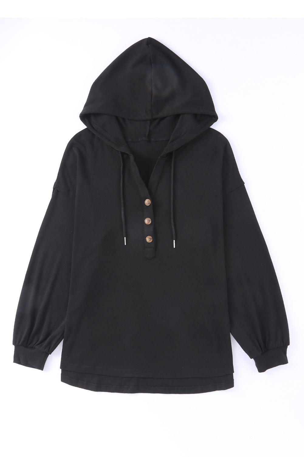 Half Buttoned High Low Hoodie